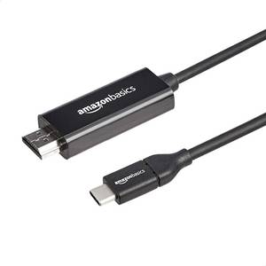 lot 5034 image: Amazon Basics USB-C (Source) to HDMI (Display) Cable Adapter (Thunderbolt 3 Compatible) 4K 30Hz, 3 feet, Black - Retail $8