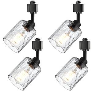 lot 5080 image: Wanluce 4 Pack H Track Lighting Heads Black Track Lighting Fixtures with Clear HammeredWater Ripples Glass, H Type Track Lighting Replacement Heads Ceilig Spotlight for Kitchen Accent Retail E26 Base - Retail $72