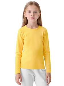 lot 5082 image: Resinta Girls Basic Long Sleeve Crew Neck Top Kids Layering Tees Casual Soft Solid Pullover T-Shirts 12-14 Years Yellow&nbsp