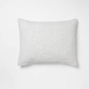 lot 5090 image: Standard Space Dyed Cotton Linen Sham Light Gray - Threshold Woven Zipper Closure, OEKO-TEX Certified - Retail $30