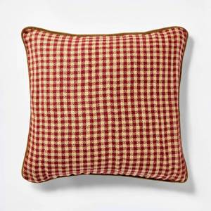 lot 5122 image: 20x20 Gingham and Velvet Reverse Throw Pillow Red - Threshold designed with Studio McGee - Retail $28