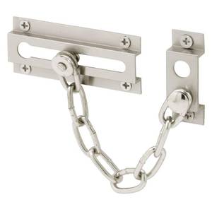 lot 5176 image: Prime-Line Products U 10304 Prime Line U-10304 Standard Door Guard, 3-516 X 58 in W, Steel ChainSolid Keeper, 3-516 X 58 W, Satin Nickel&nbsp