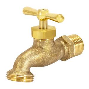 lot 5179 image: Eastman Irrigation Hose Bibb, 12 Inch MIP x 12 Inch MHT Outdoor Spigot, Brass Garden Valve, 20181