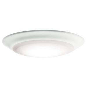 lot 5184 image: Kichler Gen 1 LED Downlight in White, 7.5 Ceiling Flush Mount Wet Rated Interior Dimmable Light for Living Room, Dining Room, Kitchen, Bathroom and Bedroom, 4000K, (7.5 x 1.5), 43846WHLED40 - Retail $19