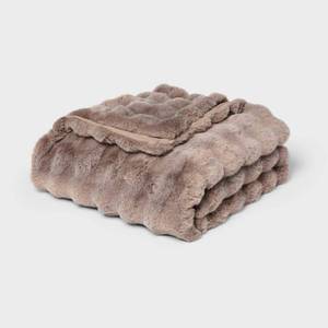 lot 5201 image: Bubble Fur Throw Taupe - Threshold - Retail $75