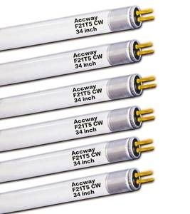 lot 5230 image: Accway 6pack F21T5841 34 inch Cool White Fluorescent Light Bulb, 21Watt 4100K Neutral White Light T5 Type Tube, High Brightness 1780 Lumen - Retail $37