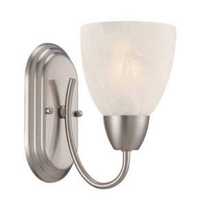 lot 5265 image: Designers Fountain 15005-1B-35 Torino Wall Sconce, Brushed Nickel,Silver, 8 in. - Retail $27
