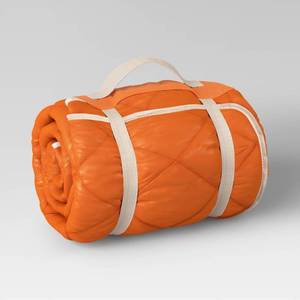 lot 5274 image: On the Go Collection Quilted Checkered Throw Blanket Orange - Room Essentials - Retail $30