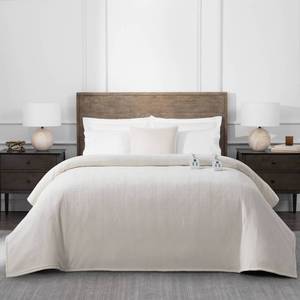 lot 5290 image: Brookstone King Heated Chenille Knit Blanket Ivory - Retail $100
