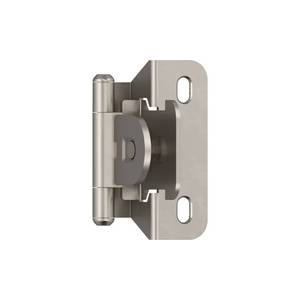 lot 5294 image: Amerock BPR8715G10  Cabinet Hinge  14 in (6 mm) Overlay Single Demountable  Partial Wrap  Satin Nickel  Kitchen Cabinet Door Hinge  4 Pair2 Pack  Functional Hardware - Retail $32