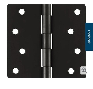 lot 5296 image: Design House Door Hinges for Interior Doors 3-Pack 4-inch x 4-inch, Design House 14-inch Radius Steel Door Hinge Door Hardware, Matte Black, 188946&nbsp