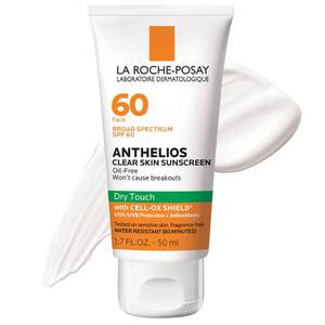 lot 5303 image: La Roche-Posay Anthelios Clear Skin Sunscreen Dry Touch SPF 60, Oil Free Sunscreen For Face, Oil Absorbing, Broad Spectrum SPF  Antioxidants, Non-Greasy, Oxybenzone Free, Travel Size - Retail $21