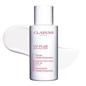 lot 5319 image: Clarins UV Plus Anti Pollution Sunscreen for Face  Broad Spectrum SPF 50  Oil Free, No White Cast  UVAUVB and Pollution Protection  Protective Antioxidants  All Skin Types - Retail $48