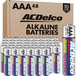 lot 5332 image: ACDelco 48-Count Triple AAA Batteries, Maximum Power Super Alkaline Battery for Home and Office, 10-Year Shelf Life, Reclosable Packaging - Retail $12