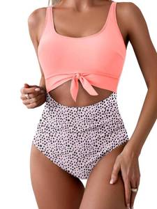 lot 5339 image: Eomenie Womens One Piece Swimsuit Tummy Control Slimming Bathing Suit Cutout Tie Knot Swimwear, Small - Retail $38