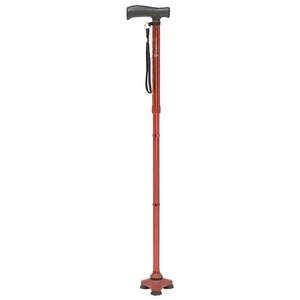 lot 5361 image: Drive Medical HurryCane Freedom Edition Folding Cane with T Handle, Red - Retail $70
