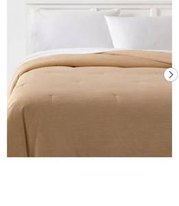 lot 5380 image: FullQueen Corduroy Plush Comforter Khaki - Room Essentials Lightweight, Teen Bedding, OEKO-TEX Certified - Retail $40