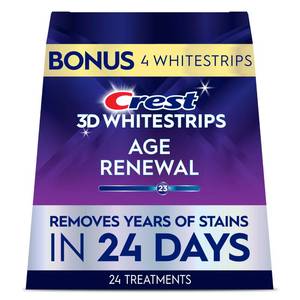 lot 5397 image: Crest 3D Whitestrips Age Renewal Teeth Whitening Kit, 24 Treatments (20  4 Bonus), Each with 1 Upper1Lower, 48 Strips Crest 3DWhite Teeth Whitening Strips - Retail $48