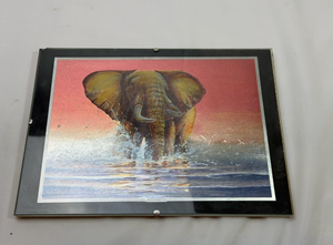 lot 13 image: African Elephant Wildlife metallic in Frame