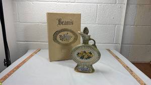 Jim Beam 150 Month Sage Green Decanter with Yellow Roses