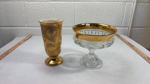 lot 23 image: Gold Rimmed Glass Dessert Set