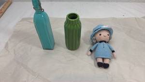 lot 39 image: Decorative Glass Set with Handmade Doll