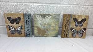 lot 42 image: Butterfly Dream & Laugh Wall Art Set