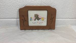 lot 50 image: Teddy Bear Cross Stitch Wall Hangingkey Holder