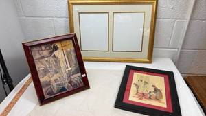 lot 85 image: Collection of Two Professional Framed Prints and One Gold Picture Frame
