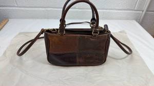 lot 87 image: Brown Embossed Leather Crossbody Handbag