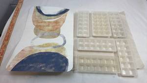 lot 112 image: Modern Abstract Art Print Set with Display Trays