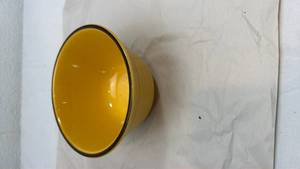 lot 115 image: Yellow Glass Mixing Bowl with Ribbed Design