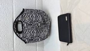 lot 127 image: Mossimo Black Leather Multi-Card Wallet with Zebra Print Case