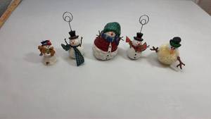 lot 137 image: Set of 5 Decorative Snowman Christmas Ornaments