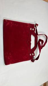 lot 140 image: Red Velvet Shoulder Bag with Cut-out Handles