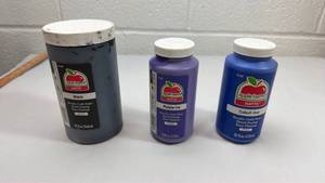 lot 144 image: Apple Barrel Matte Acrylic Paint Set - Black, Purple Iris, Cobalt Blue