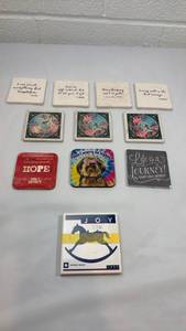 lot 167 image: Decorative Coaster Collection Set - Inspirational Quotes and Nature