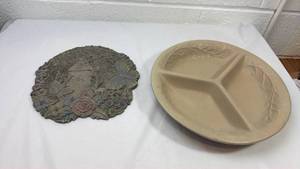 lot 216 image: Decorative Garden Scene Clay Mold and Plate Set