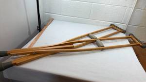lot 224 image: Wooden Underarm Medical Crutches