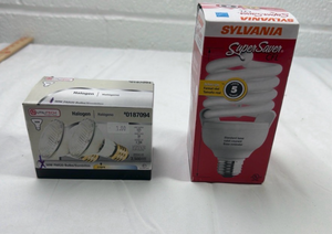 lot 235 image: Light Bulb Bundle - Sylvania SuperSaver CFL & Halogen Bulbs