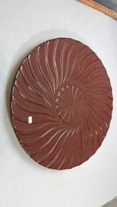 lot 294 image: Decorative Burgundy Swirl Glass Charger Plate
