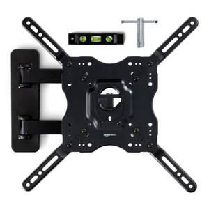 lot 345 image: Amazon Basics Full Motion Articulating TV Wall Mount, with Swivel and Tilt, for 26 to 55 TVs and Flat Panels up to 80 Lbs, VESA Compatible, Black - Retail $21