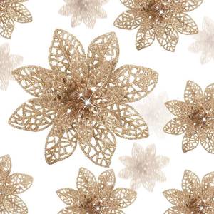 lot 348 image: Boao Champagne 24 Pieces Poinsettia Flower Christmas Glitter Artificial Poinsettia with Clips Christmas Tree Ornament Decorations for DIY Xmas Wreath Holiday Home Party Decor, 346 Inches