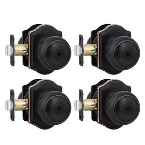 lot 354 image: Goldenwarm Oil Rubbed Bronze Door Knobs Interior, Privacy Door Knob for Bedroom & Bathroom, Oil Rubbed Bronze Interior Door Knobs with Arched Plate 4 Pack - Retail $46