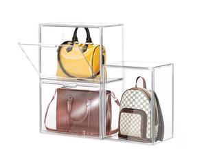 lot 357 image: ZEPKeaHM Extra Large 3Pack PET Plastic Handbag Display Case �� Stackable Transparent Plastic Display Cases with Magnetic Door, Dustproof Closet Organizer for Purses, Handbags, Cosmetics, Collectibles