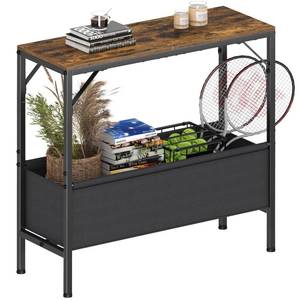 lot 358 image: Asgolion Small Console Table with Storage Basket, 31.5 Couch Table Behind Sofa, Entryway Table, Narrow Console Table, Sofa Table, Display Table for Hallway, Foyer, Living Room, Rustic Brown - Retail $35