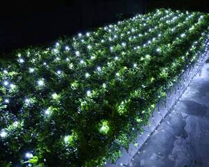 lot 388 image: Joomer Christmas Net Lights - 12FT x 5FT 360 LED Plug-in Mesh Lights, Waterproof with 8 Modes, Timer, Connectable for Bushes, Trees, Garden, Outdoor Christmas Decor (Green Wire, White) - Retail $26