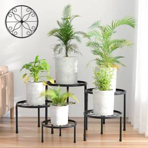 lot 390 image: Linpla 5-Pack Decent Metal Plant Stands, Heavy Duty Flower Pot Stands for Multiple Plant, Anti-Rust Iron Plant Pot Shelf, Decoration Racks for Home Indoor and Outdoor (5 Pack Black) - Retail $20