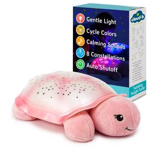 lot 392 image: Cloud b Star Projector Nightlight with White Noise Soothing Sounds  Adjustable Settings and Auto-Shutoff  Twinkling Twilight Turtle - Pink - Retail $40