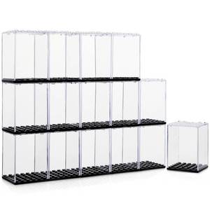 lot 393 image: 15 Display Cases Fits for Lego Minifigures, Mini-Figures Display Boxes Fits for Lego Figures Display, Single Mini-Figures Storage Case for Figures Collectors, Dust-Proof (Black) - Retail $16